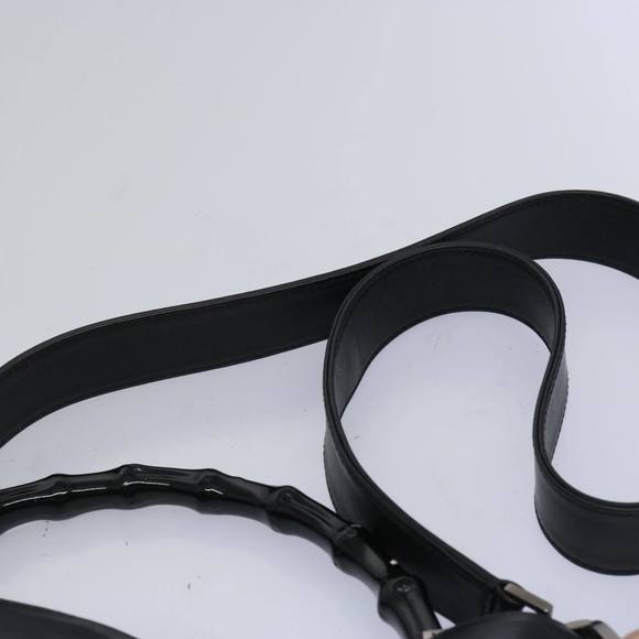 GUCCI Bamboo Hand Bag Leather 2way Black 001 1638 Auth 65305 - Picture 8 of 16